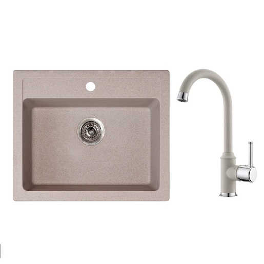 Metalac set sudoper xQuadro 60 + česma Arc N + sifon gratis / bež boja