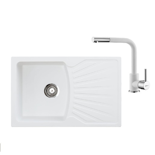 Metalac  set sudoper xQuadro Plus + česma Lux + gratis sifon / bijela boja