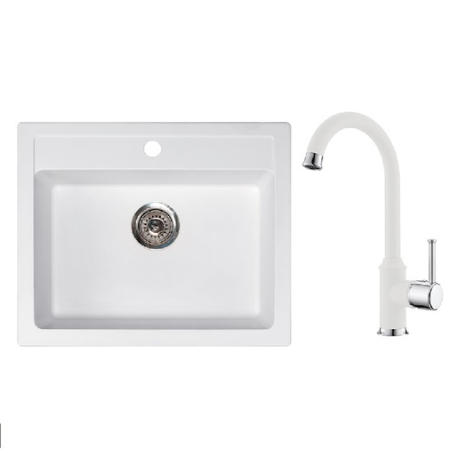 Metalac set sudoper xQuadro 60 + česma Arc N + sifon gratis / bijela boja