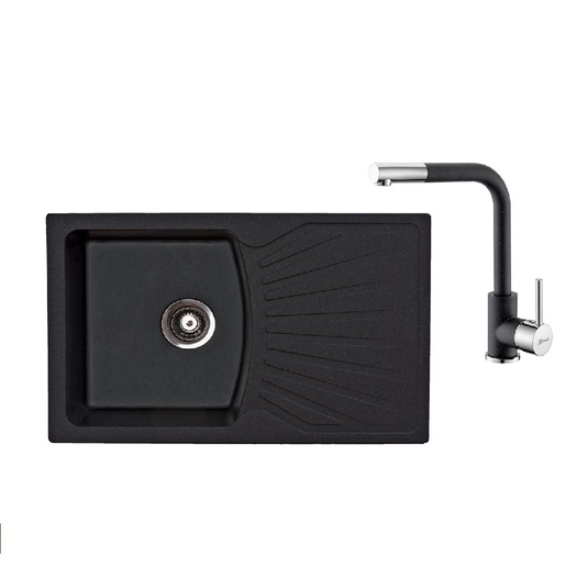 Metalac set sudoper xQuadro Plus + česma Lux + gratis sifon / crna boja