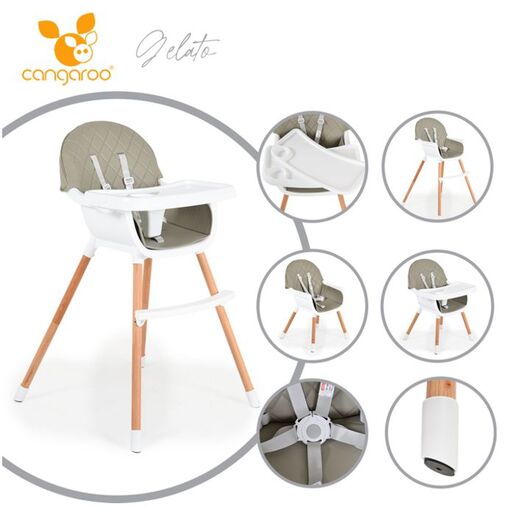 CANGAROO drvena hranilica 2 u 1 Gelato, Grey
