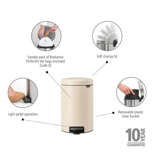 Brabantia Newicon Pedal kanta za smeće 20l, soft bež 149948