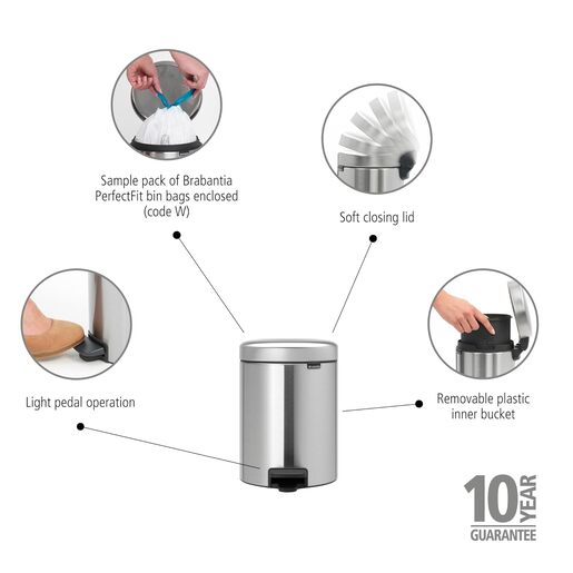 Brabantia Newicon Pedal kanta za smeće 3l, mat inox 113222