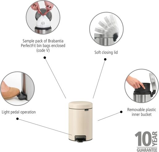 Brabantia Newicon Pedal kanta za smeće 5l, soft bež 149900