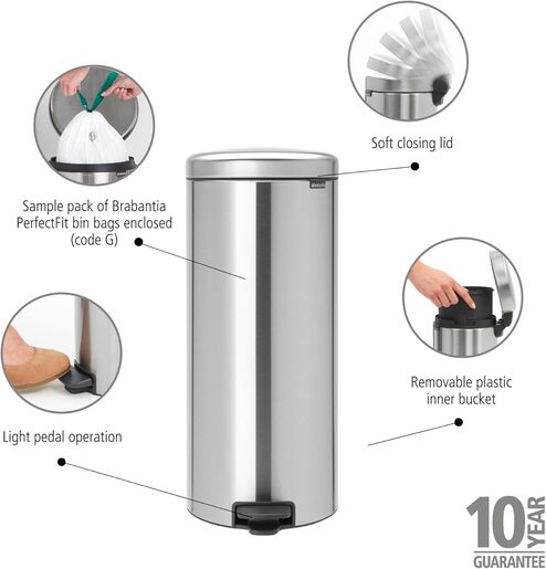 Brabantia Newicon Pedal kanta za smeće 30l, mat inox 114380