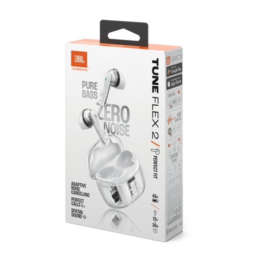 Slušalice bluetooth potpuno bežične JBL TUNE FLEX 2 prozirno bijele