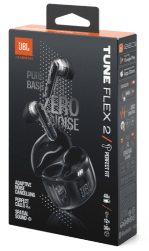 Slušalice bluetooth potpuno bežične JBL TUNE FLEX 2 prozirno crne