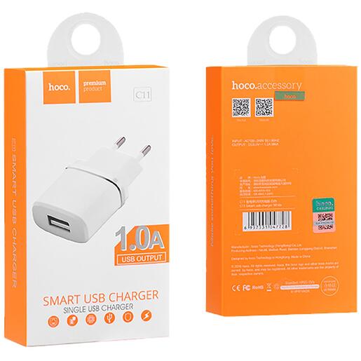 hoco. Punjač kućni za smartphone, tablete, 1.0A - C11 Smart single USB