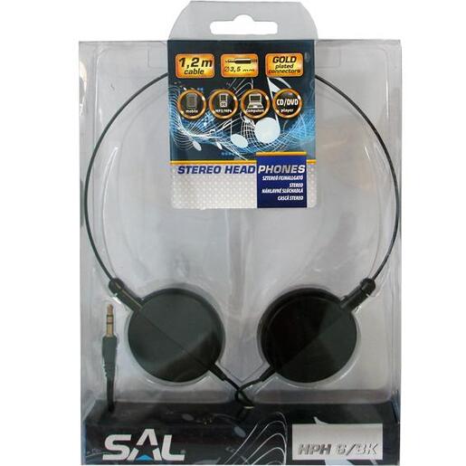 SAL Slušalice, stereo, 3,5mm, okretljivi zvučnici, crne - HPH 6/BK