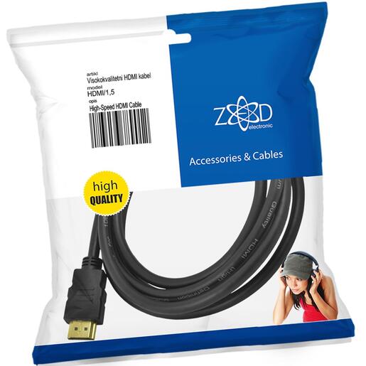 ZED electronic HDMI kabel, 1.5 met, ver. 1.4 - HDMI/1,5