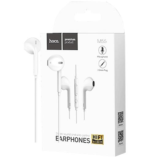 hoco. Slušalice sa mikrofonom, 3.5 mm,dužina kabela 1.2 met,bijela - M55 Memory sound White