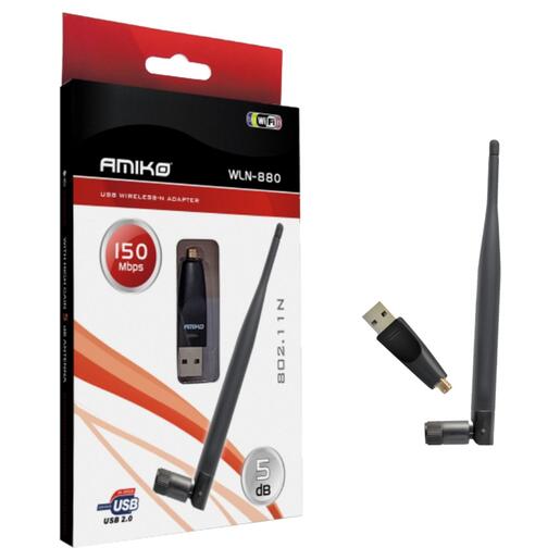Amiko Wi-Fi mrežna kartica, USB, 2.4GHz, odvojiva antena - WLN-880