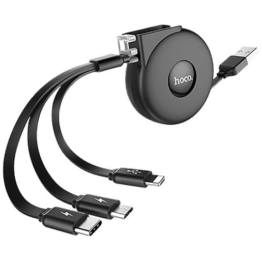 hoco.  USB kabel za punjenje, 3in1, na izvlačenje, 1 met., 2 A - U50