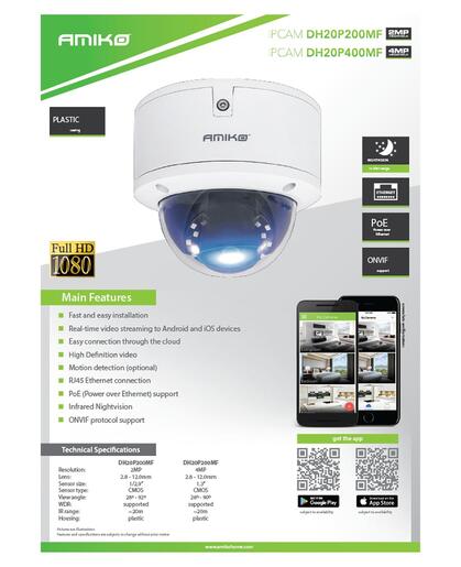 Amiko Home Kamera IP 2 MP, PoE, 1/2.9" SONY CMOS, HD Lens 2,8 - 12mm - DH20P200MF