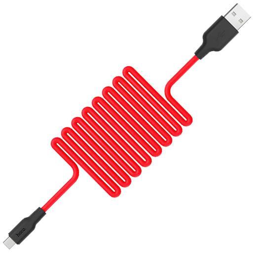 hoco. USB kabel za smartphone,silikonski,1.2 met, 2 A,crno/crveni - X21 Silicone USB type C, Black/Red