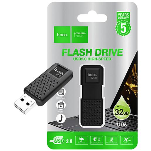 hoco. USB Flash Drive 32GB, USB 2.0, crni - UD6 Intelligent/32GB