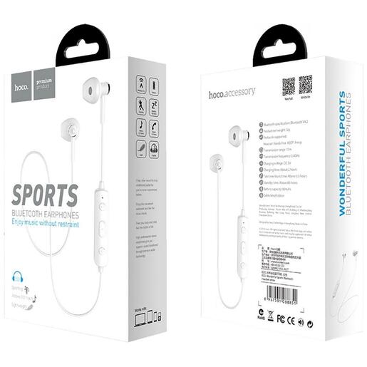 hoco. Slušalica bežična, sport, Bluetooth, 80 mAh, 3.5 h, bijela - ES21 Wonderful sports White
