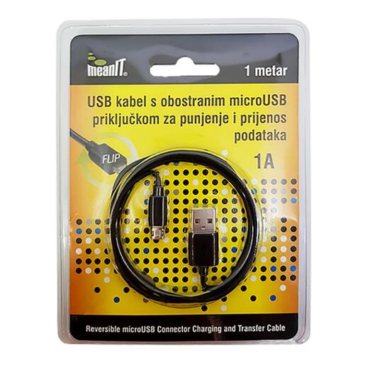 Meanit USB A na USB micro kabel, FLIP, dužina 1.0 metar - USB / micro USB - 1m