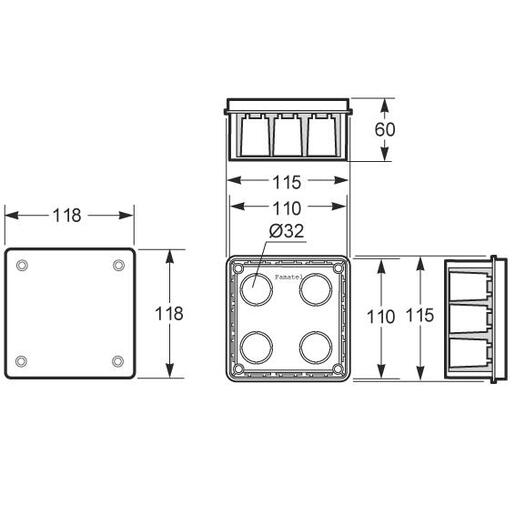 Famatel Razvodna kutija podžbuk 100x100, IP30 - 3201-RKP/100x100