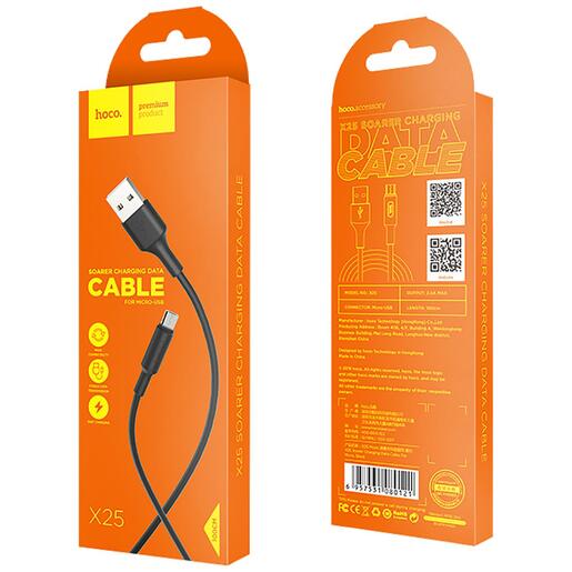 hoco. USB kabel za smartphone, micro USB kabel, 1 met., 2 A, crna - X25 Soarer Micro USB, Black