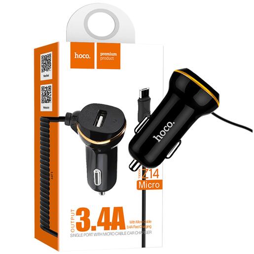 hoco. Auto punjač  sa micro USB kabel, USB, 5 V/2.4 A, crna - Z14 single, micro USB, BK
