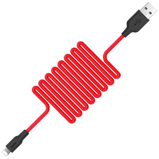 hoco. USB kabel za iPhone, silikonski, 1.2 met., 2 A, crno/crvena - X21 Silicone Lightning, Black/Red