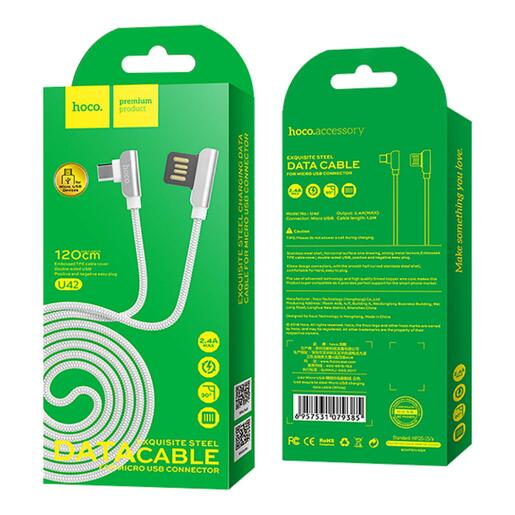 hoco. USB kabel za smartphone, micro USB, 1.2 met., 2.4 A, bijela - U42 Exquisite steel, Micro USB, WH