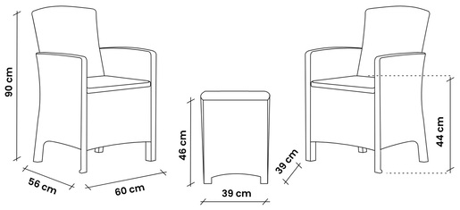 BICA garnitura set LIDO TERRACE - grafit siva