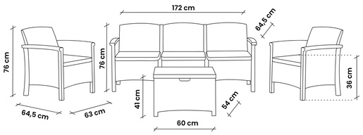 BICA garnitura set VENEZIA 3 - smeđa