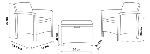 BICA garnitura set VENEZIA TERRACE  - smeđa