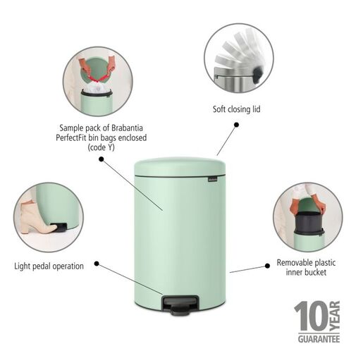 Brabantia pedal kanta za smeće 20l, jade zelena 1560