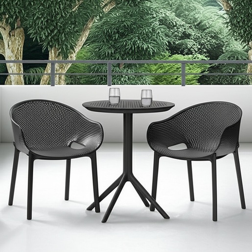 SIESTA vrtni set - 2 Sky pro stolice i Sky sklopivi stol Ø 60 - crna