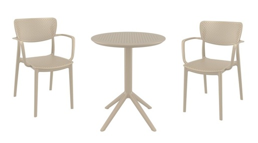 SIESTA vrtni set - 2 Loft stolice + Sky sklopivi stol Ø 60 - bež