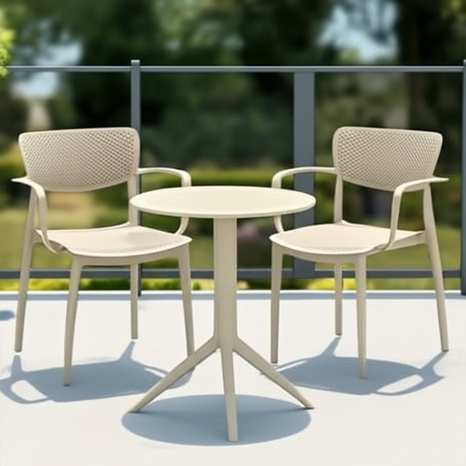 SIESTA vrtni set - 2 Loft stolice + Sky sklopivi stol Ø 60 - bež