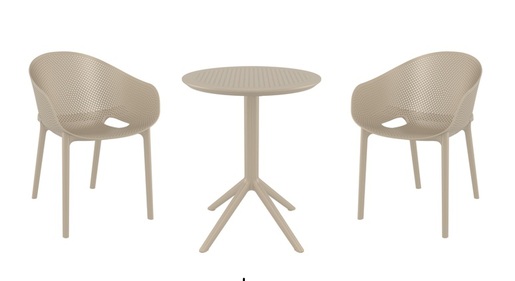 SIESTA vrtni set - 2 Sky pro stolice i Sky sklopivi stol Ø 60 - bež