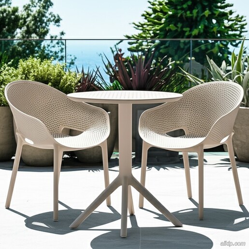 SIESTA vrtni set - 2 Sky pro stolice i Sky sklopivi stol Ø 60 - bež