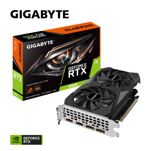 GIGABYTE grafička kartica nVidia GeForce RTX 3050 WindForce;6GB GDDR6, 96bit2x DP, 2x HDMI