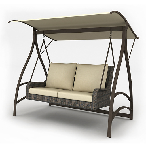 Vrtna ljuljačka s krem jastucima, 166x130x170 cm, ratan