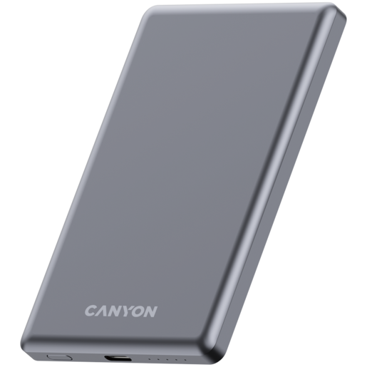 CANYON prenosna baterija OnPower 505 slim Magnetic 5000 mAh PD20W tamno siva