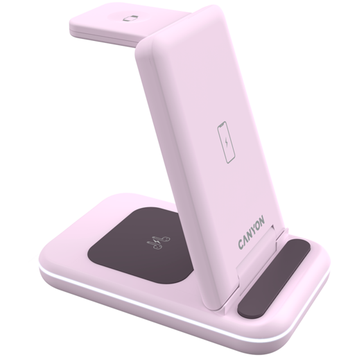 CANYON bežični punjač WS-304 15W 3u1, ledeno roze boje