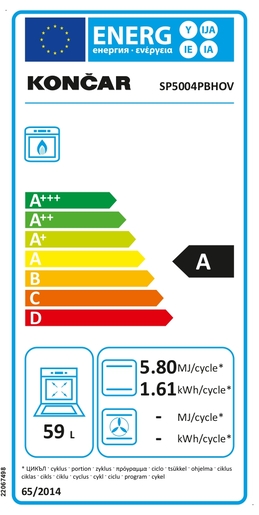 Končar štednjak SP5004PBHOV