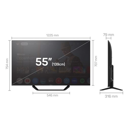 TESLA LED televizor 55E655BUS, 4K Ultra HD, Smart TV, Google TV™, Crni