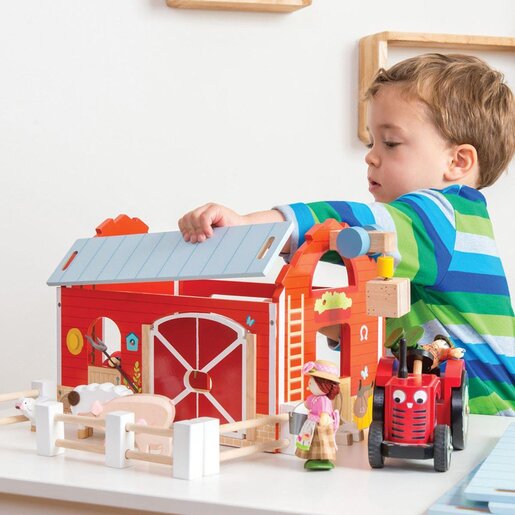 Le Toy Van  Crveni drveni traktor sa prikolicom - Bertie