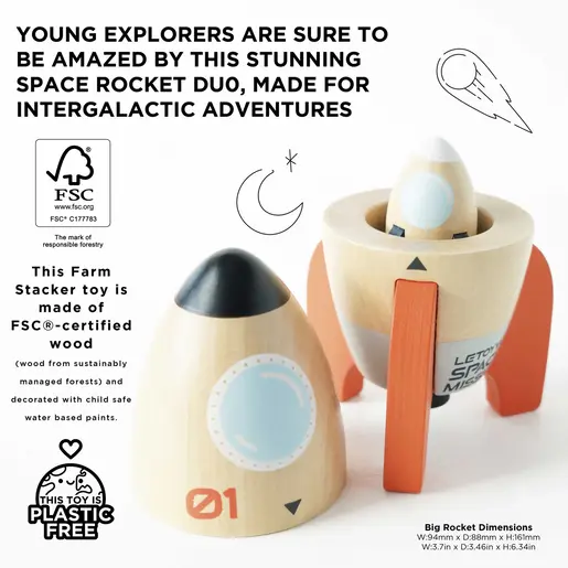 Le Toy Van  Drveni set raketa – Svemirska misija