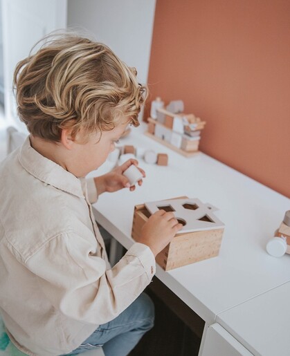 Label Label Drvena kutija za sortiranje oblika - Nougat