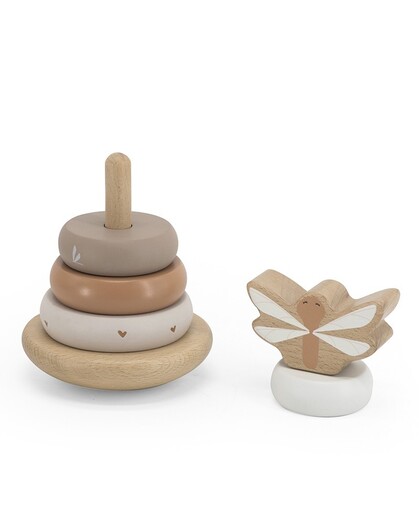 Label Label Drveni balansirajući toranj s obručima - Nougat