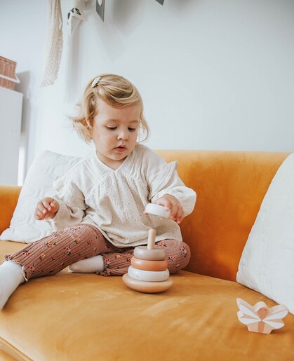 Label Label Drveni balansirajući toranj s obručima - Nougat