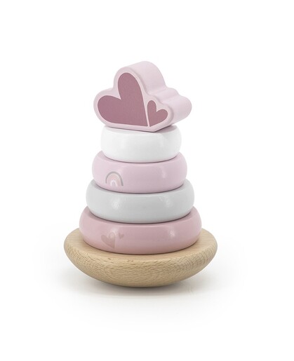 Label Label Drveni balansirajući toranj s obručima - Pink
