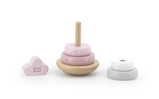 Label Label Drveni balansirajući toranj s obručima - Pink