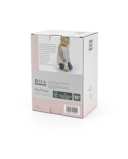 Label Label Drveni balansirajući toranj s obručima - Pink